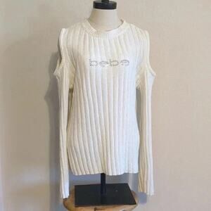Bebe white cold shoulder super soft sweater XL
